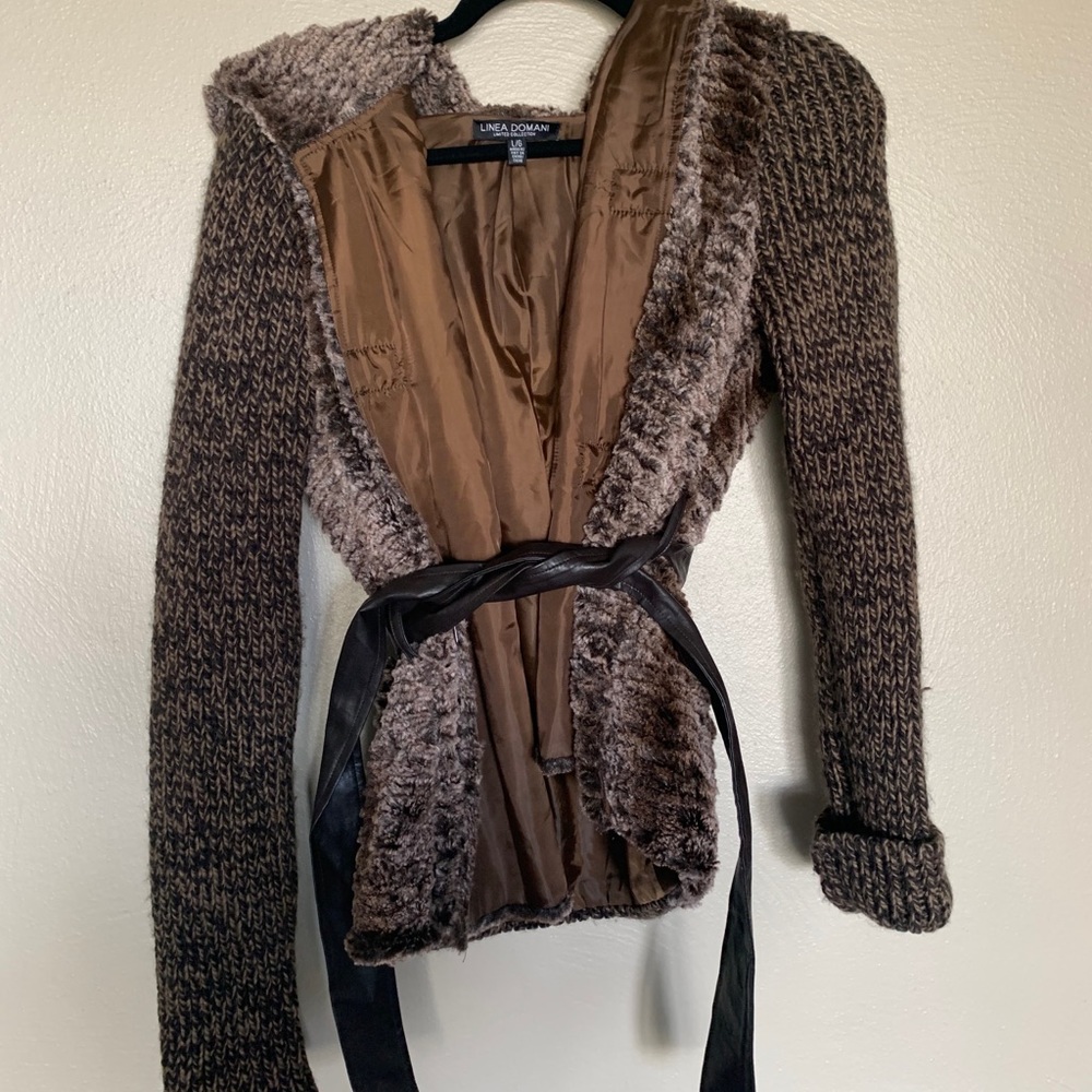 Linea Domani brown jacket with belt